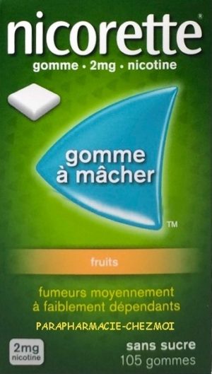 NICORETTE 2MG FRUITS SANS SUCRE GOMMES À MÂCHER