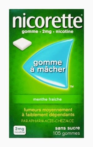 NICORETTE 2MG MENTHE FRAICHE SANS SUCRE GOMMES À MÂCHER
