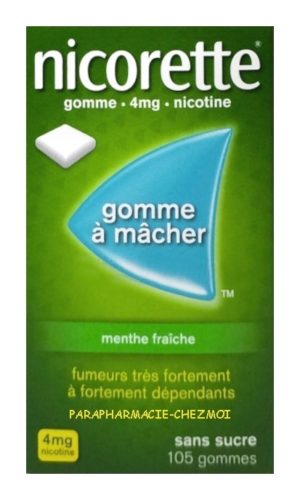 NICORETTE 4MG MENTHE FRAÎCHE SANS SUCRE GOMMES À MÂCHER