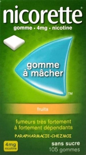 NICORETTE 4MG FRUITS SANS SUCRE GOMMES À MÂCHER