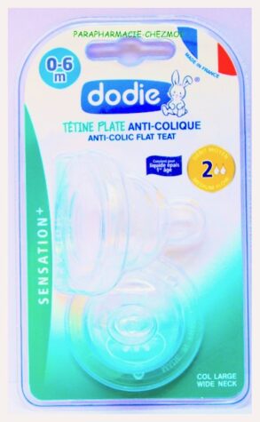 Dodie Tétines Sensation + Plate Col large 0-6 mois Débit 1