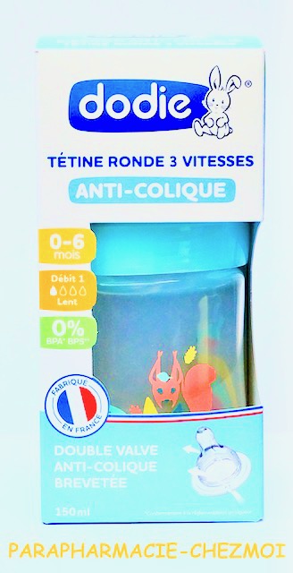 DODIE Biberon Anti-Colique Tétine Ronde 150ml 0-6 mois tétine